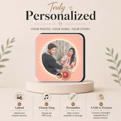 Personalized Rakhi Memory Musical Fridge Magnet Custom Photo & Audio Gift for Brother Sister  Unique Raksha Bandhan Keepsake